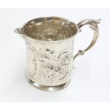 Victorian silver cream jug, with C-scroll handle, maker H J Lias & Son, London 1861, later converted