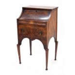 Walnut ladies writing desk in the Georgian style, the hinged fall front writing surface and fitted