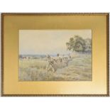 J Macpherson-Haye (19th/20th century) - Figures haymaking, signed, watercolour, 10.25" x 14"