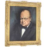 English School (20th century) - Portrait of Sir Winston Churchill, head and shoulders, wearing a