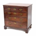 Georgian mahogany chest of drawers, the moulded top over brush slide and four graduated drawers with