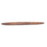 19th century Aboriginal Kylie / throwing stick, finely carved with diamond motif opposite square