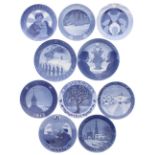 Royal Copenhagen - ten early Christmas plates, 1908 'Madonna and Child' to 1917 'The Tower of Our