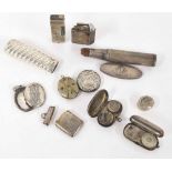 Assorted silver and white metal bijouterie for spares/repair; to include coin boxes, two cigarette