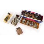 Small collection of costume jewellery; including beads, stone set brooches, pins, tie pins etc.