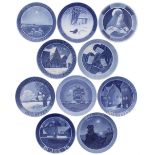 Royal Copenhagen - ten Christmas plates, 1918 'The Shepherds' to 1927 'The Ship's Boy at the