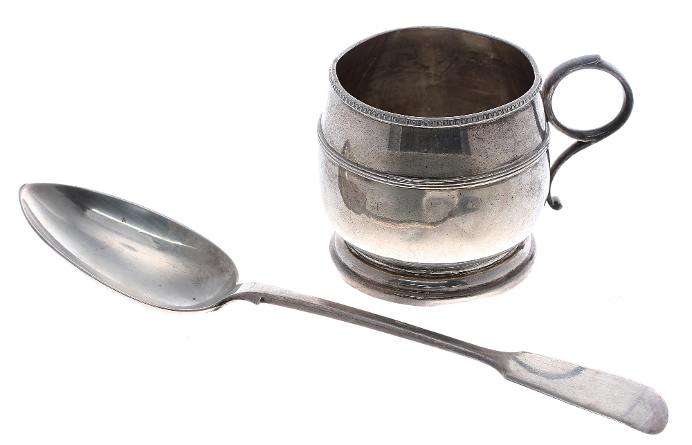 Victorian silver dessert spoon, maker Robert Williams & Sons, Exeter 1852, 8.5" long; together