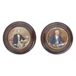 Two framed Prattware pot lids to include 'The Late Duke of Wellington' and 'The Late Prince