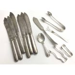Collection of Sterling and plated flatware; including six J B Chatterley & Sons plated fish