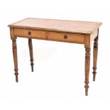 Victorian mahogany side/writing table, the moulded top inset with tooled red leather writing