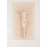 George Hodgson (1847-1921) - Three female nude studies, all conte drawings, 21" x 11.5", card
