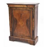 Victorian walnut inlaid pier cabinet, the moulded top over panelled inlaid door enclosing shelved