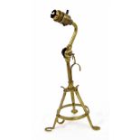 Vintage brass tripod adjusting desk lamp base, multipurpose stand with wall hook, pendant hook and