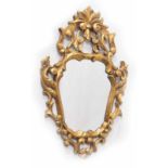 Regency style gilt foliate carved wall mirror, 17" wide, 27" high