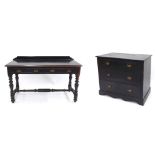 Ebonised chest of drawers, with two short over two long drawers, 36'' wide, 20.5'' deep, 30''