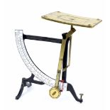 German 'Concav' iron and brass letter scale with enamelled scale, 11" high