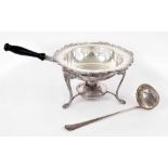 Wellner 90/12 German silver plated ladle, 13" long; together with a good white metal fondue pan with