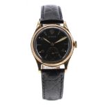 Rolex 9ct 'shock-resisting' gentleman's wristwatch, Birmingham 1951, signed black circular dial with