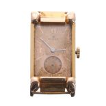 Rolex 18ct rectangular gentleman's wristwatch, circa 1930s, the bronzed dial with Roman quarter