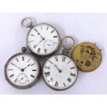 Silver fusee verge pair cased pocket watch for repair, the movement signed Thos' Treleaven,