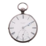 Josh Johnson, Liverpool silver fusee lever pocket watch, London 1849, no. 13154, with dust cover,