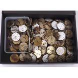 Very large quantity of pocket watch movements principally for repair (over 150)