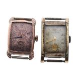 Two Bulova rectangular gold plated and stainless steel gentleman's wristwatches for repair (2)