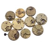 Ten various pocket watch movements principally for repair to include Barrard & Lunds, Harry Douglas,