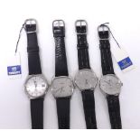 Four Tissot Stylist Quartz stainless steel gentleman's wristwatches, silvered grey dials with date