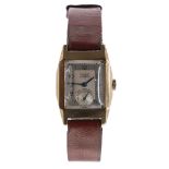 Rone Fifteen 9ct rectangular gentleman's wristwatch, Birmingham 1946, signed silvered dial with