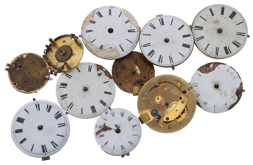 Eleven fusee verge pocket watch movements principally for repair (11) - Image 2 of 2