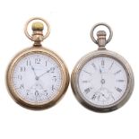 Waltham nickel cased lever pocket watch, circa 1904, 17 jewel gilt movement, no. 14178019, signed