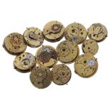 Twelve fusee verge pocket watch movements for repair (12)