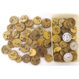 Approximately sixty fusee pocket watch movements principally for repair, to include thirty with
