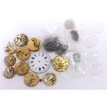 Small selection of pocket and fob watch movements to include two Waltham movements; together with