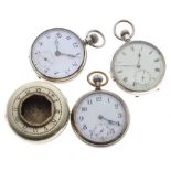 Swiss silver lever pocket watch with import hallmark for London 1919, engine turned case, 49mm;