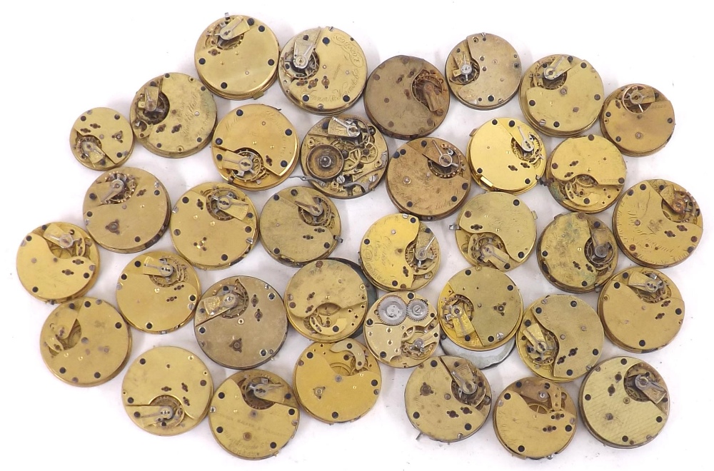 Selection of wristwatch and fob watch movements principally for repair (35 approx)