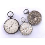 Silver centre seconds chronograph pocket watch; together with a silver fusee lever pocket watch