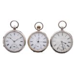 Three silver lever pocket watches to include Graves, Joseph Ashton and Peck of London (3)