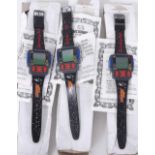 Three Nintendo Nelsonic Starfox digital game watches (require batteries, possibly require servicing,