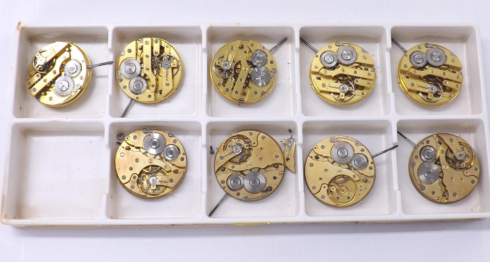 Selection of pocket watch movements, some incomplete (9)