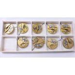 Selection of pocket watch movements, some incomplete (9)