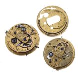 Jos Johnson, Liverpool - two fusee lever pocket watch movements, each with Liverpool jewelling no.