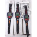 Three Nintendo Nelsonic Starfox digital game watches (require batteries, possibly require servicing,