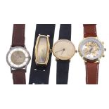 Collection of four watches to include an Astral rectangular gold plated and stainless steel