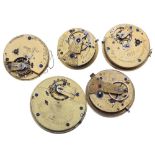 Barwise, London, no. 11/030, fusee verge pocket watch movement with dial, 33mm diameter (balance