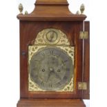 English mahogany double fusee bracket clock, the 7" brass arched dial signed Robert T. Burfield,