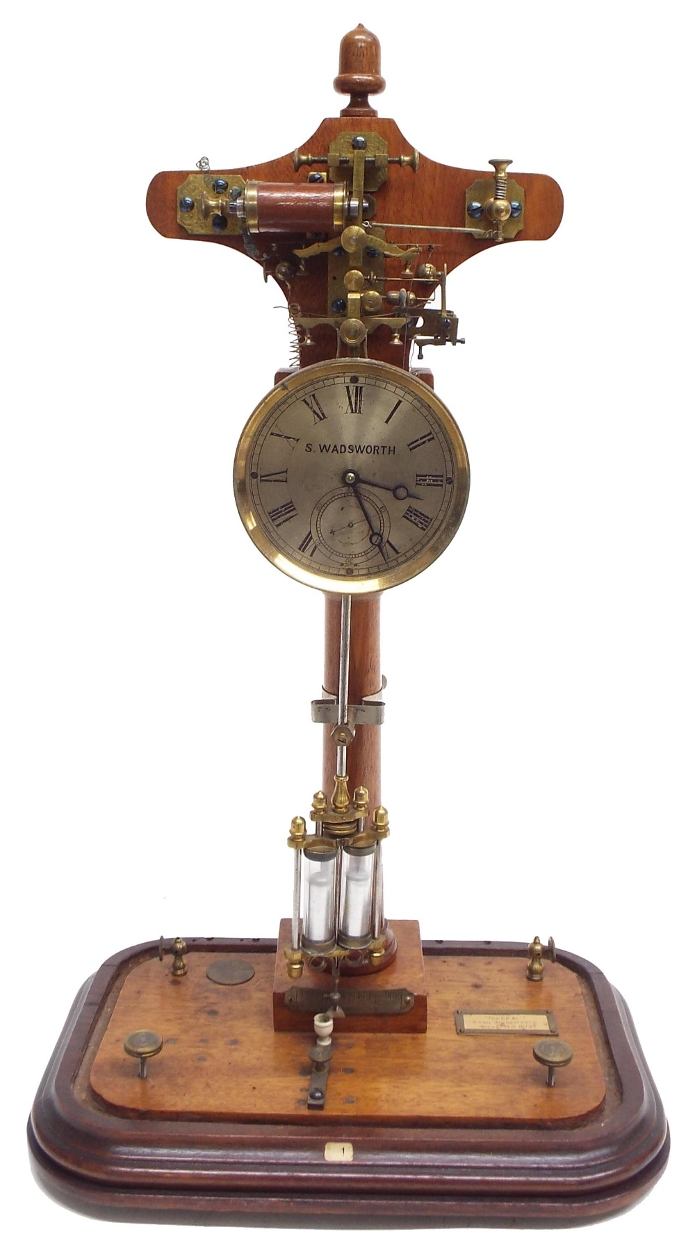 Fine and unique electric mantel clock made by Samuel Wadsworth of New Hampshire, USA in 1875, the