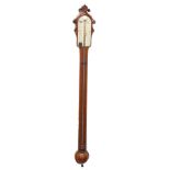Oak stick barometer, the ivory scale signed West, 92 & 93 Fleet Street, London, over a flat trunk to