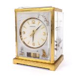 Jaeger LeCoultre Marina model Atmos clock, the 4.25" white dial within a flexi-glass and brushed